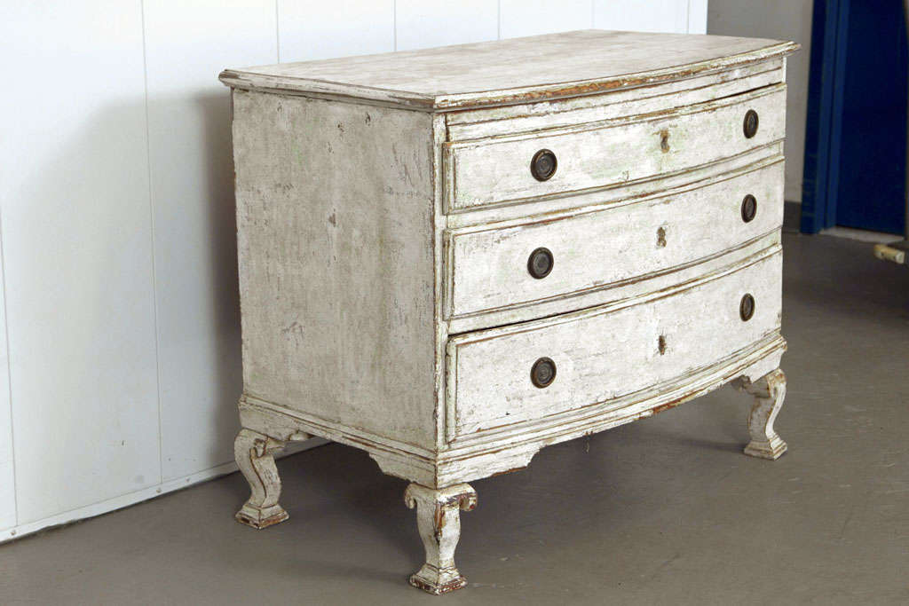 19th Century Belgian Painted Oak 3 Drawer Commode 1