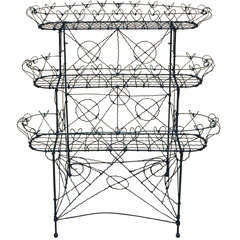 Antique Late Victorian Wirework Plant Stand