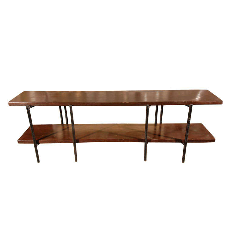 Van Keppel Green Refectory table, red wood and iron. VKG