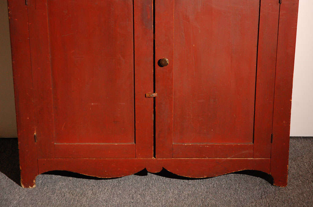 19th Century 19thc Original Red Painted Jelly Cupboard From Maine