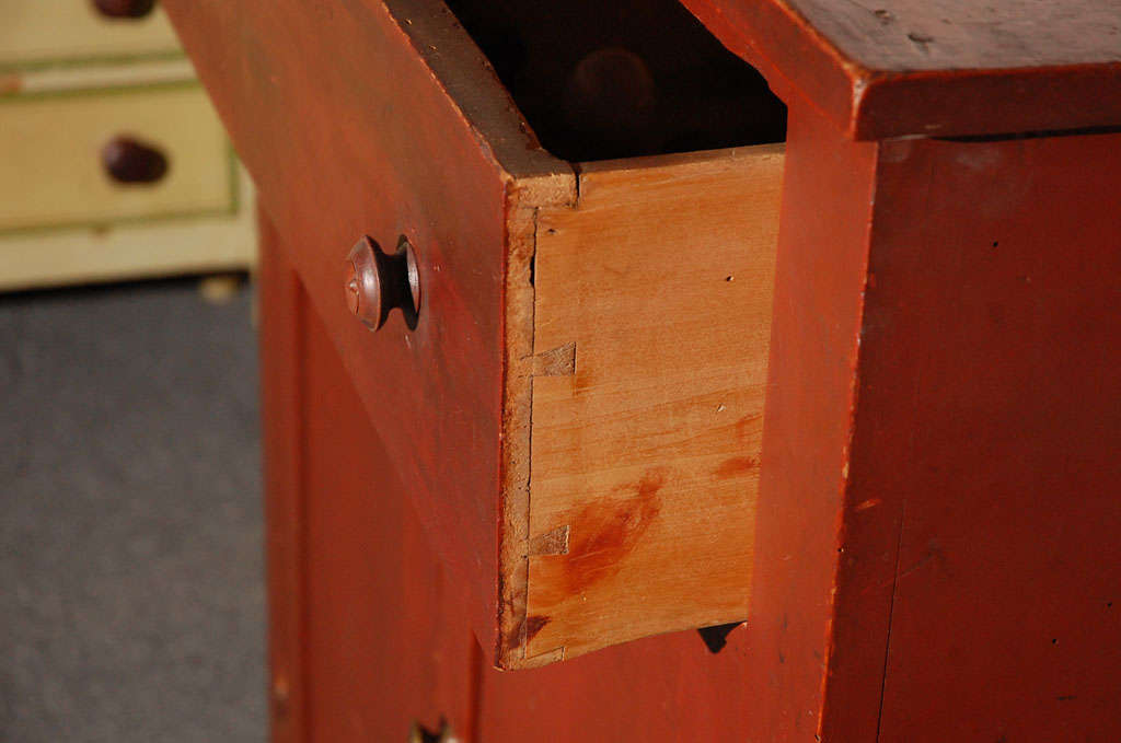 19thc Original Red Painted Jelly Cupboard From Maine 3