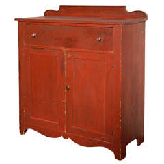 19thc Original Red Painted Jelly Cupboard From Maine