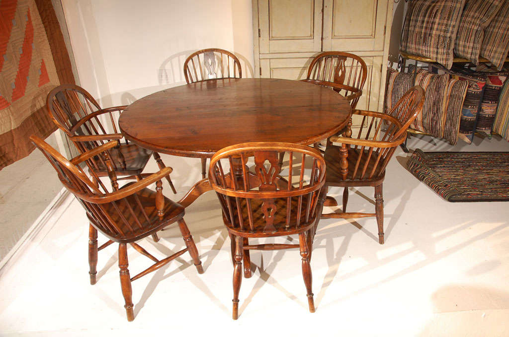 19th Century 19thc Fantastic English Set Of Six Windsor Chairs