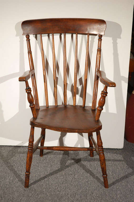 American 19thc  Walnut Arm Chair In Original Old Surface