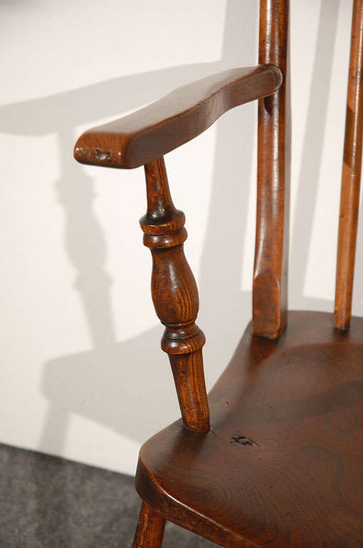 19thc  Walnut Arm Chair In Original Old Surface 1