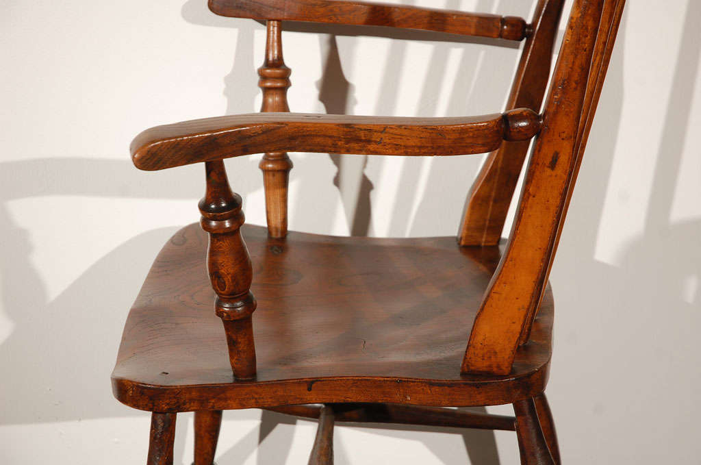 19thc  Walnut Arm Chair In Original Old Surface 3