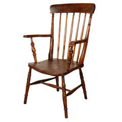 19thc  Walnut Arm Chair In Original Old Surface