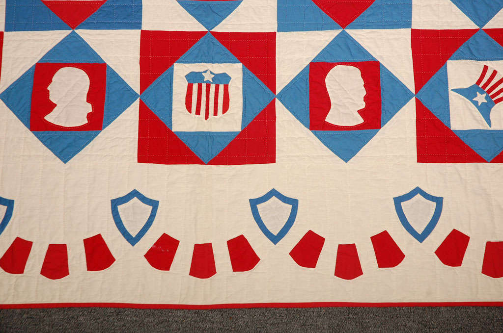 American Rare Patriotic Presidential Applique Quilt from 1925