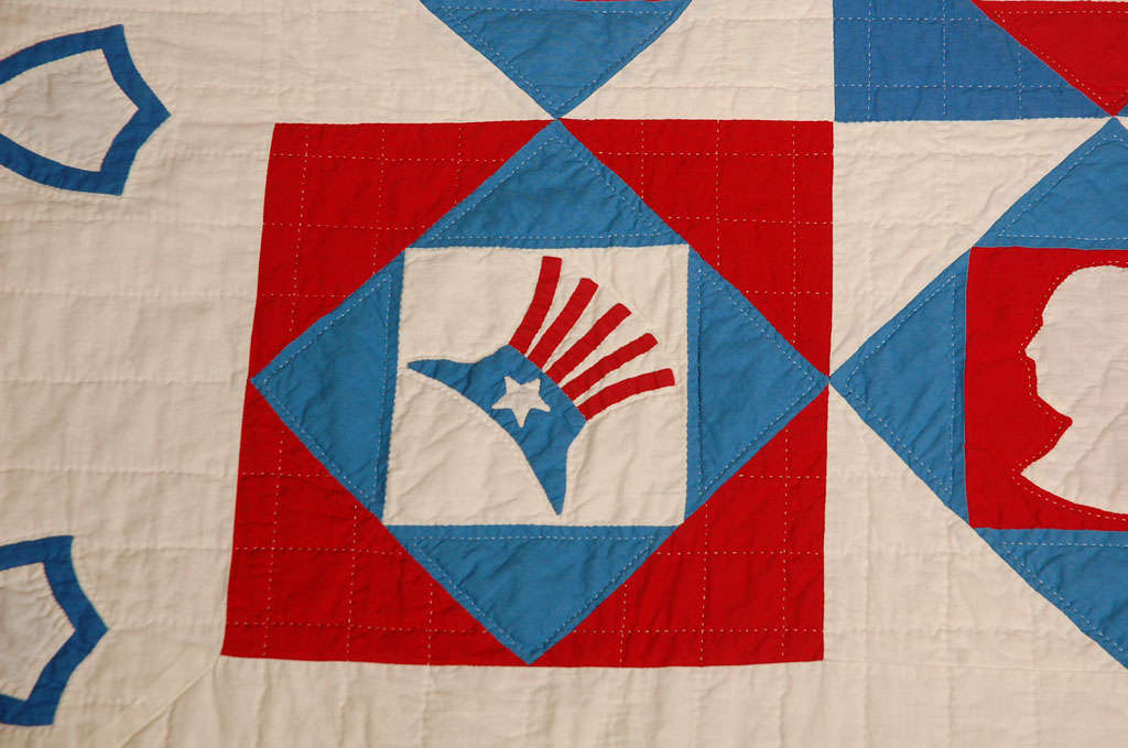 Cotton Rare Patriotic Presidential Applique Quilt from 1925