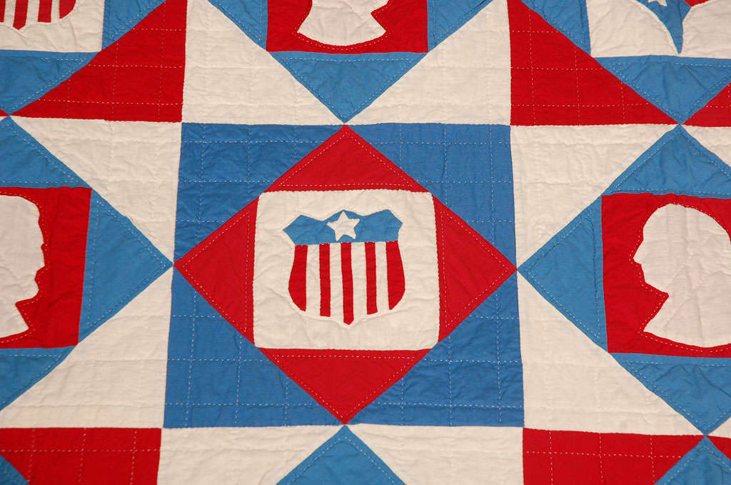 Rare Patriotic Presidential Applique Quilt from 1925 at 1stDibs tribalpha