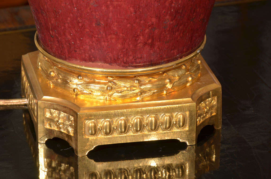 19th Century 18th c Oxblood chinese urn lamp