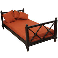 French Deco Ebonized Oak Day Bed, Attributed to Arbus