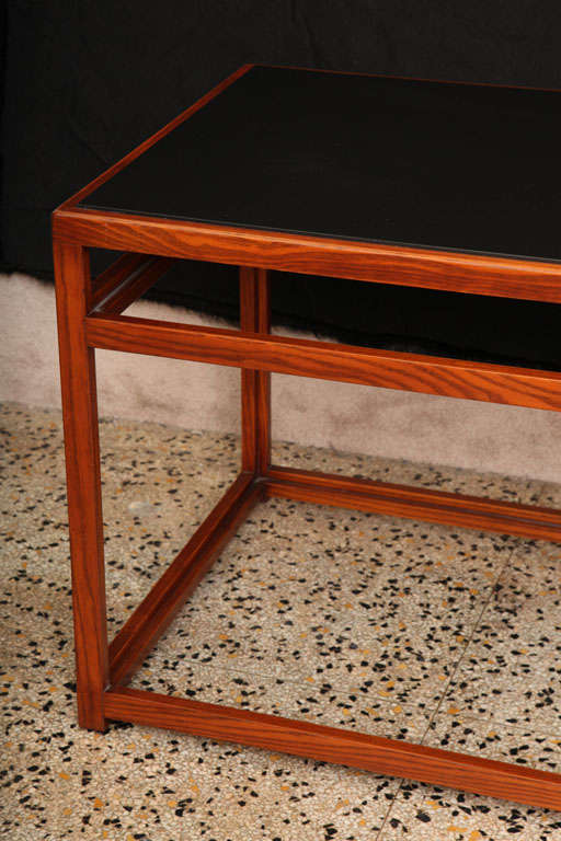 American Architectural Walnut and Black Laminate Console by Edward Wormley For Sale