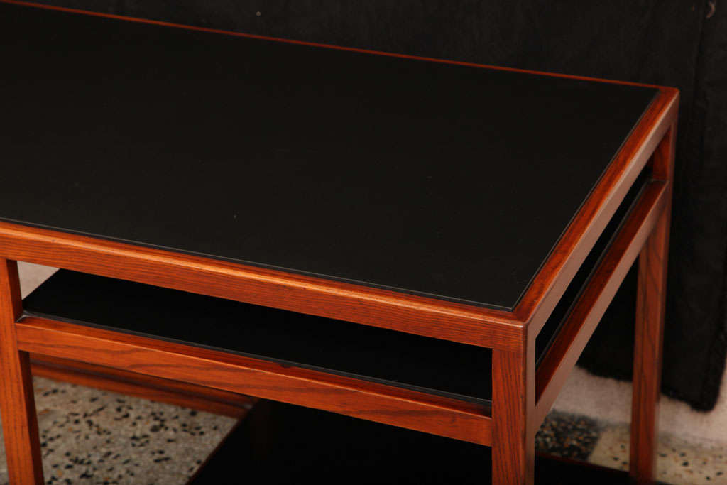 Architectural Walnut and Black Laminate Console by Edward Wormley For Sale 1