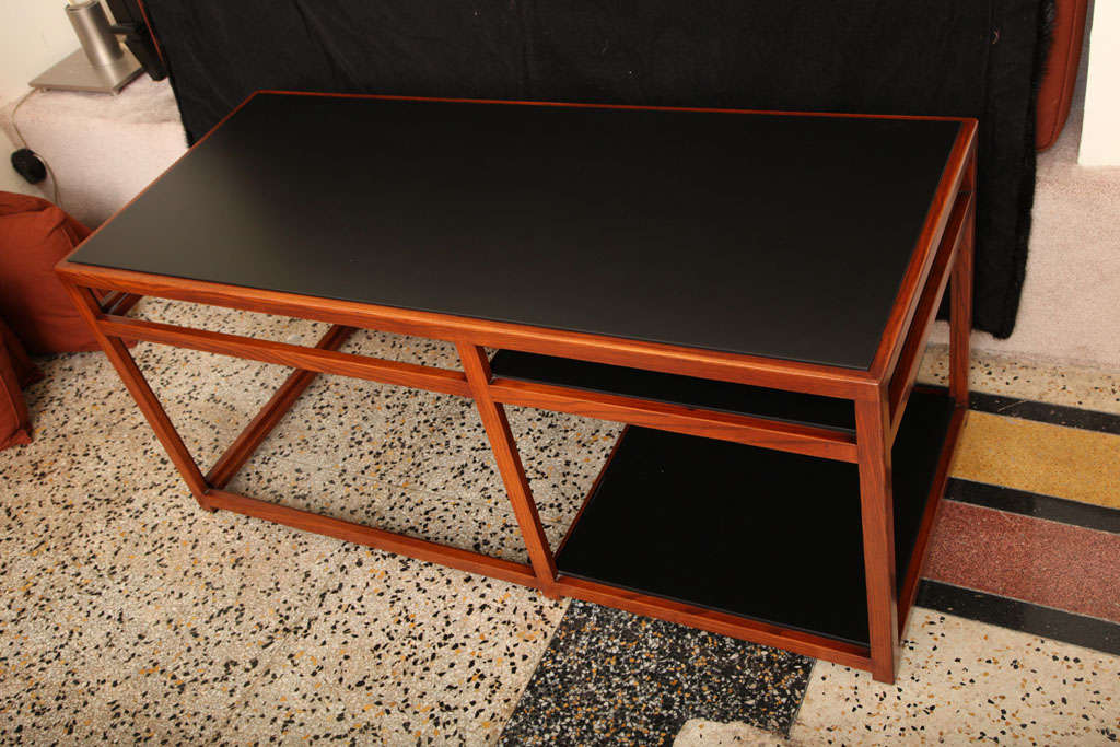 Architectural Walnut and Black Laminate Console by Edward Wormley For Sale 2