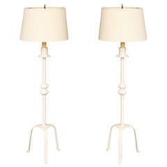 Pair of French Plaster Covered Floorlamps