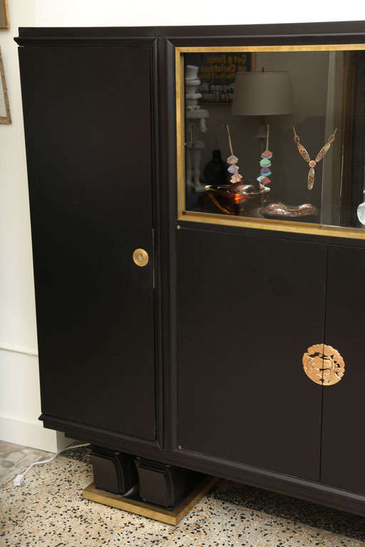Exceptional Ebonized French Deco Cabinet For Sale 2