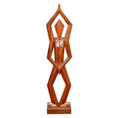Mahogany finish yoga posture sculpture by Leigh Meyers