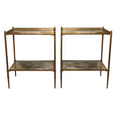 Pair of Mid Century Mirrored Glass  End Tables