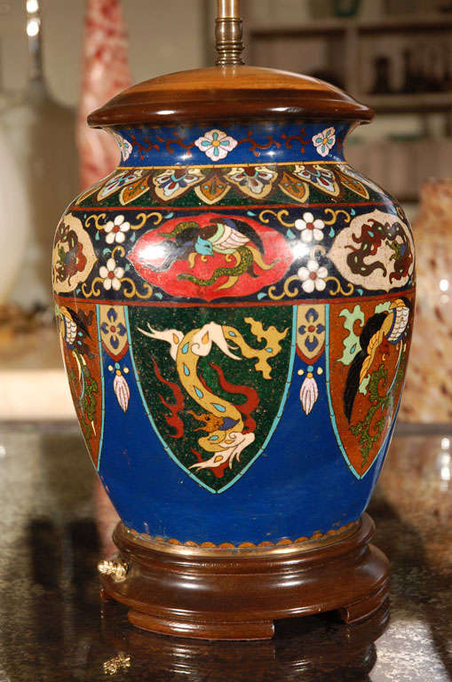Chinese Enamel and Cloisonne Table Lamp 1