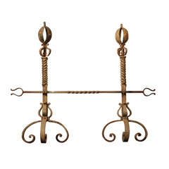 pair scrolled andirons 6