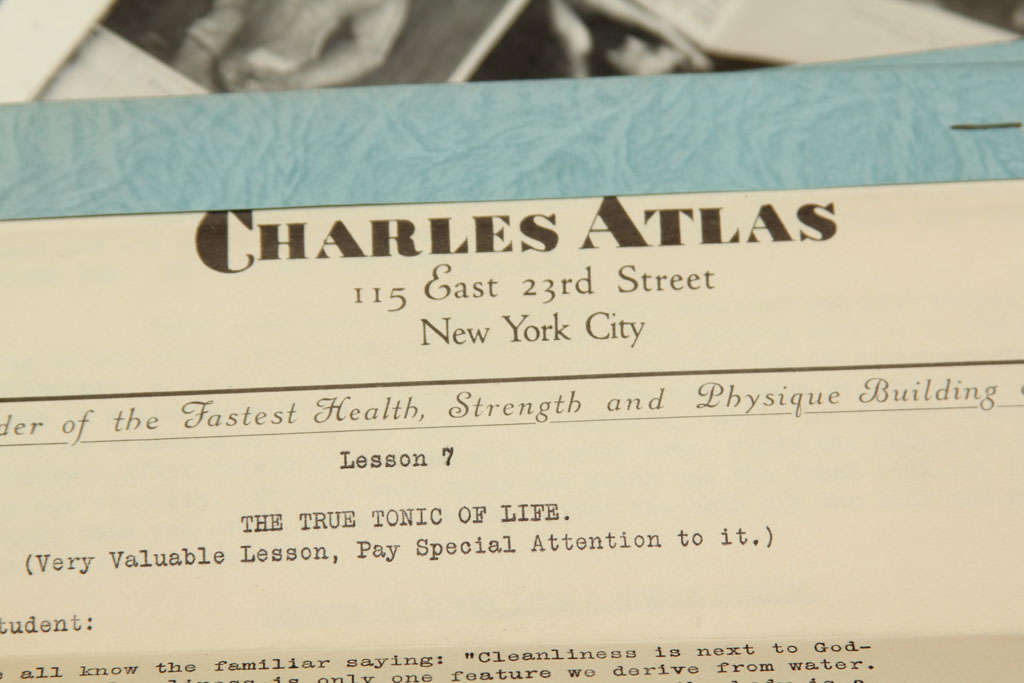 American body building lessons from NYC Headquarters of Charles Atlas
