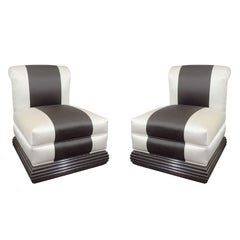 Pair of 1930's Art Deco Slipper Chairs