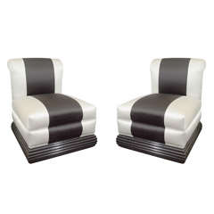 Pair of 1930's Deco Slipper Chairs 12