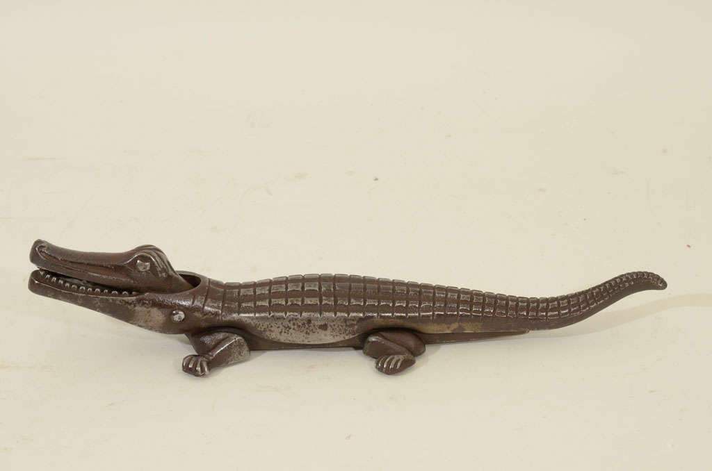Set of Three Figural Alligator Nutcrackers in Cast Iron.  The Tails Lift to Open the Jaws. Stamped 