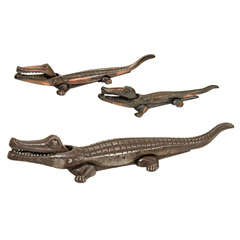Used Set of 3 Iron Alligator Nutcrackers, England, Early 20th Century