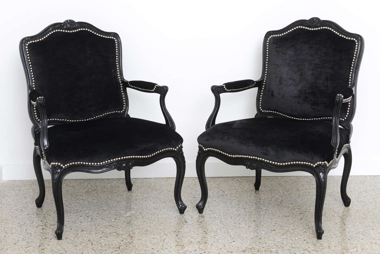Mid-20th Century Pair of 1940s Hollywood Regency Bergeres