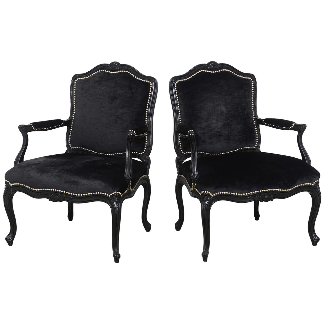 Pair of 1940s Hollywood Regency Bergeres