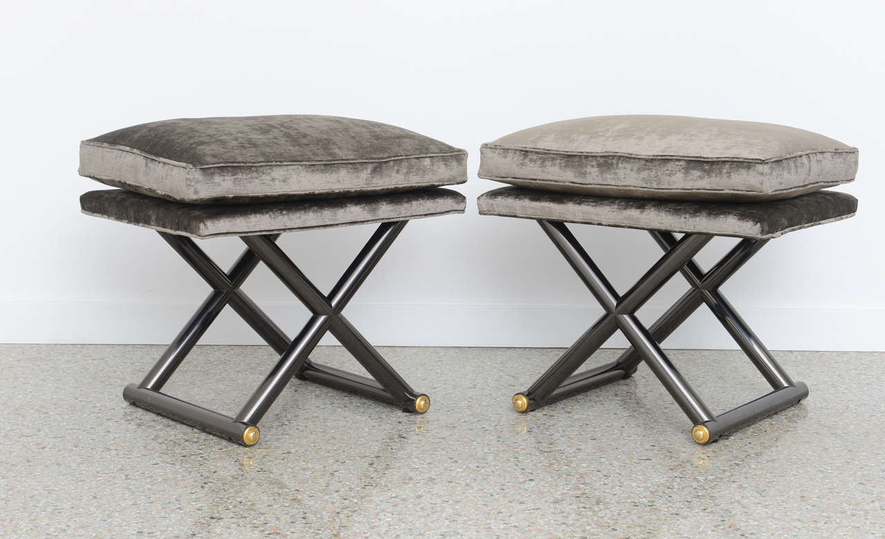 Italian Pair of Hollywood Regency X-Benches,  Style of Maison Jansen,  20th C.