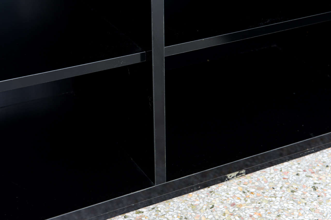 Black Laminate Cabinet with Chrome Trim:  Willy Rizzo, 1970s In Good Condition In West Palm Beach, FL