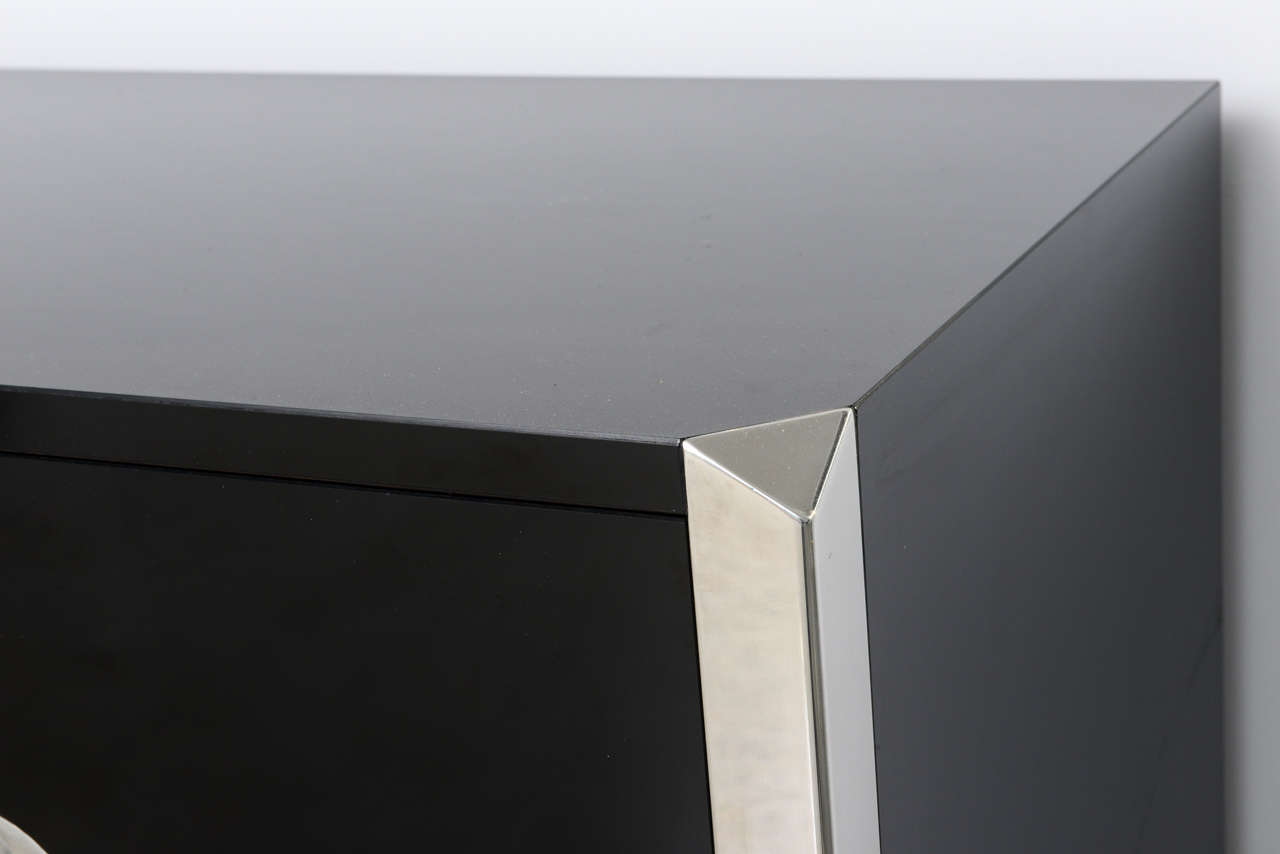 Black Laminate Cabinet with Chrome Trim:  Willy Rizzo, 1970s 4