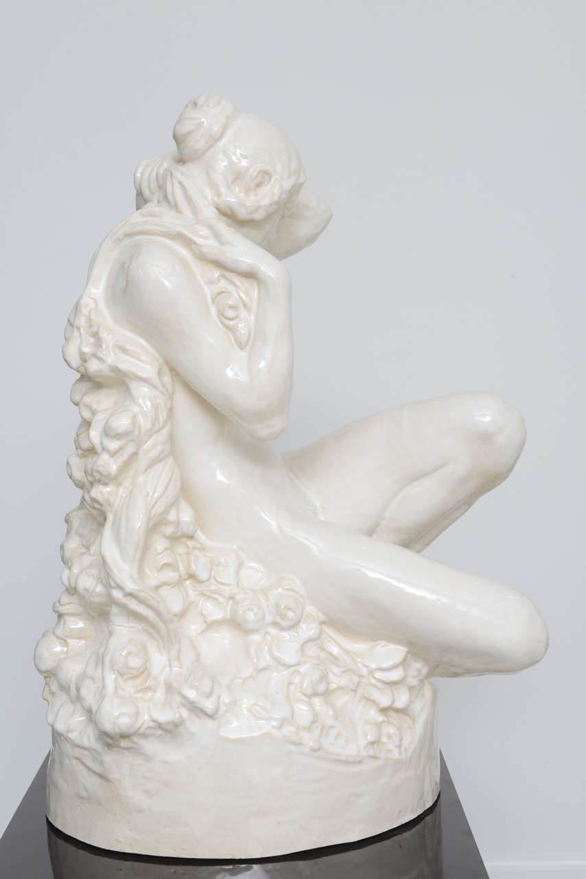 Romantic Art Nouveau/Deco Sculpture of a Reclining Nude Female