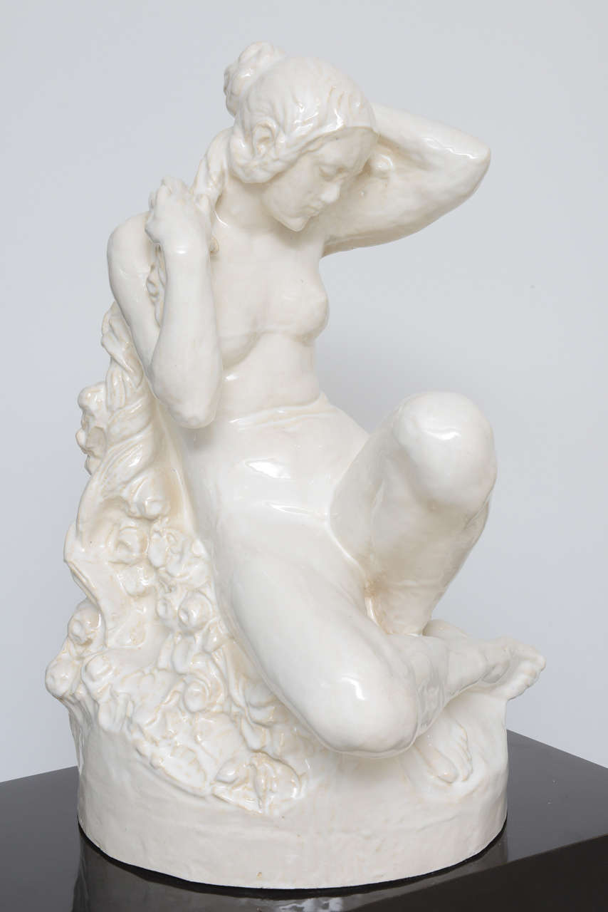 French Art Nouveau/Deco Sculpture of a Reclining Nude Female