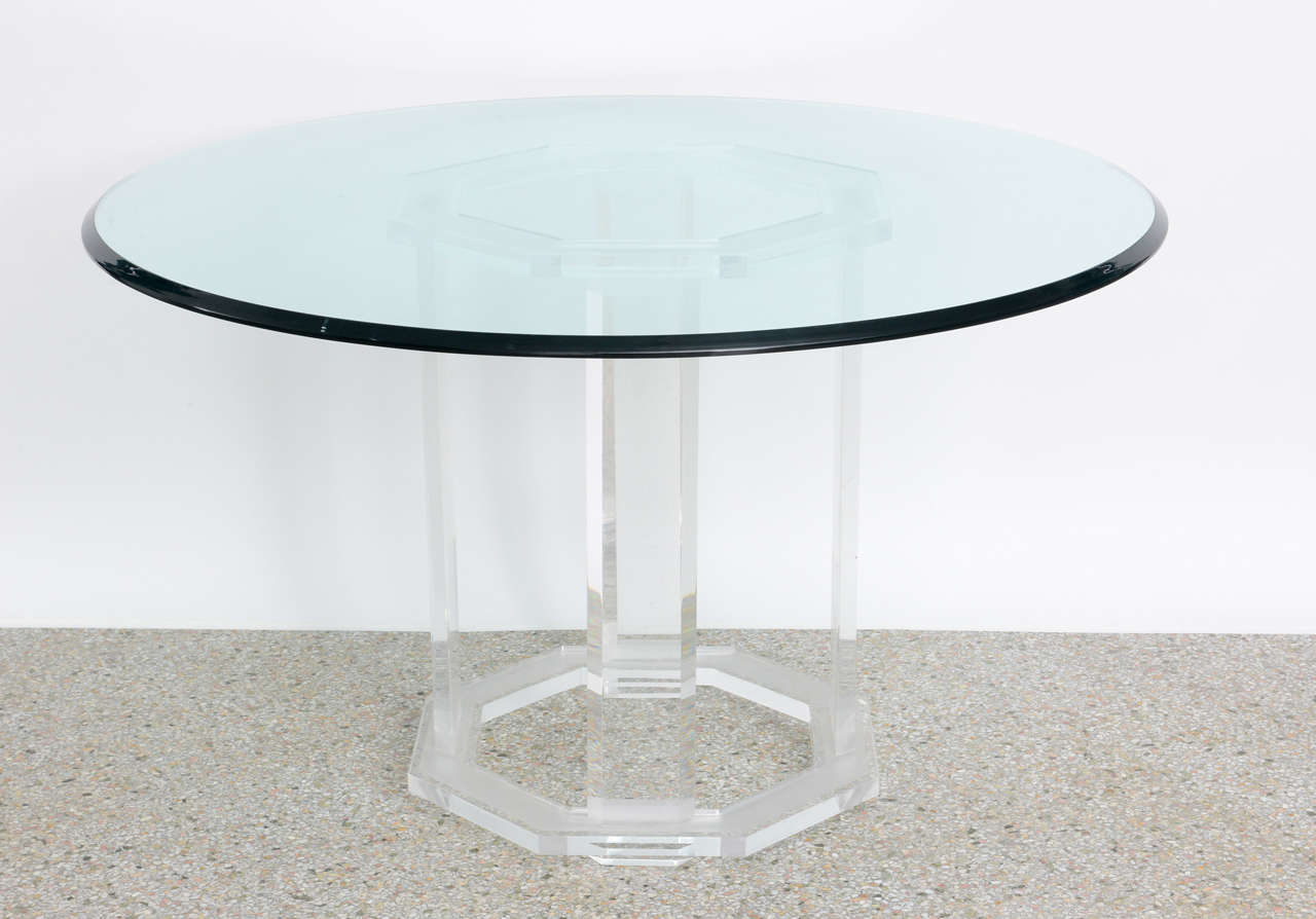 Round Dining Table in Lucite and Glass, Style of Charles Hollis Jones, 1970s 2