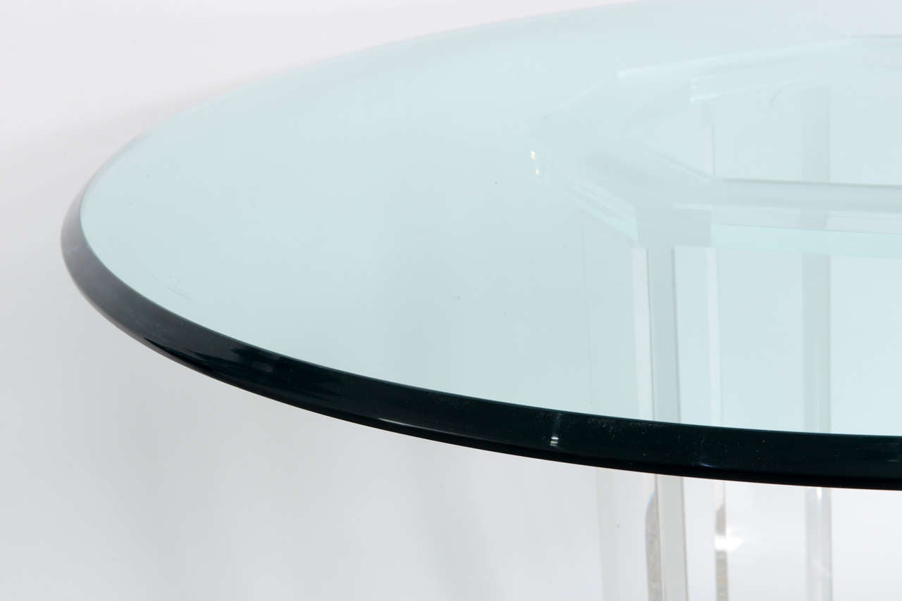 Round Dining Table in Lucite and Glass, Style of Charles Hollis Jones, 1970s 3