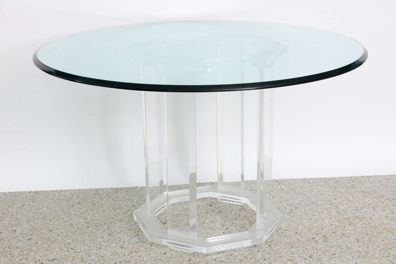 Round Dining Table in Lucite and Glass, Style of Charles Hollis Jones, 1970s 5