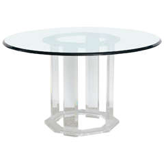 Round Dining Table in Lucite and Glass, Style of Charles Hollis Jones, 1970s