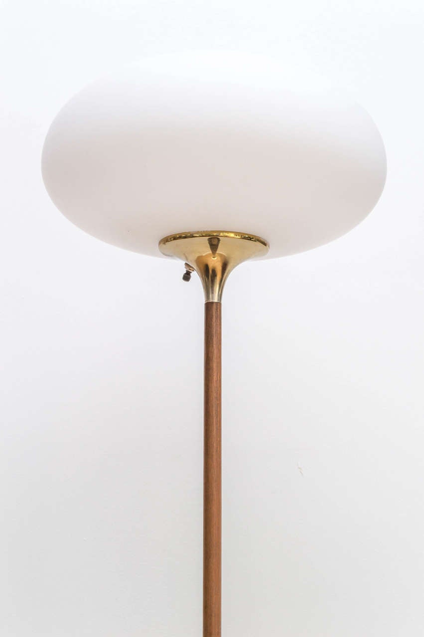 Teak and Brass Laurel Floor Lamp In Excellent Condition In San Francisco, CA
