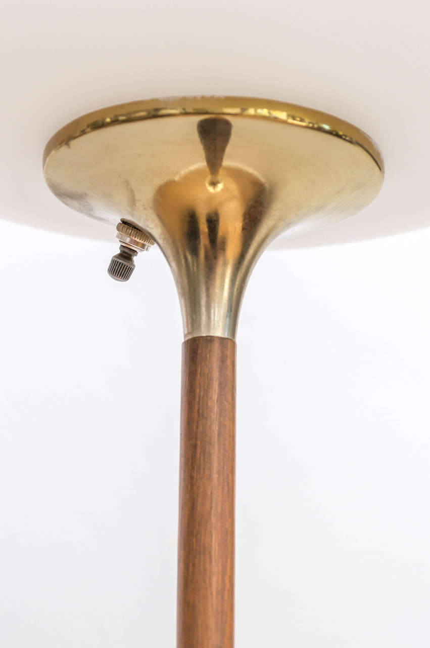 Mid-20th Century Teak and Brass Laurel Floor Lamp