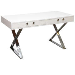 White Lacquered and Chrome Desk