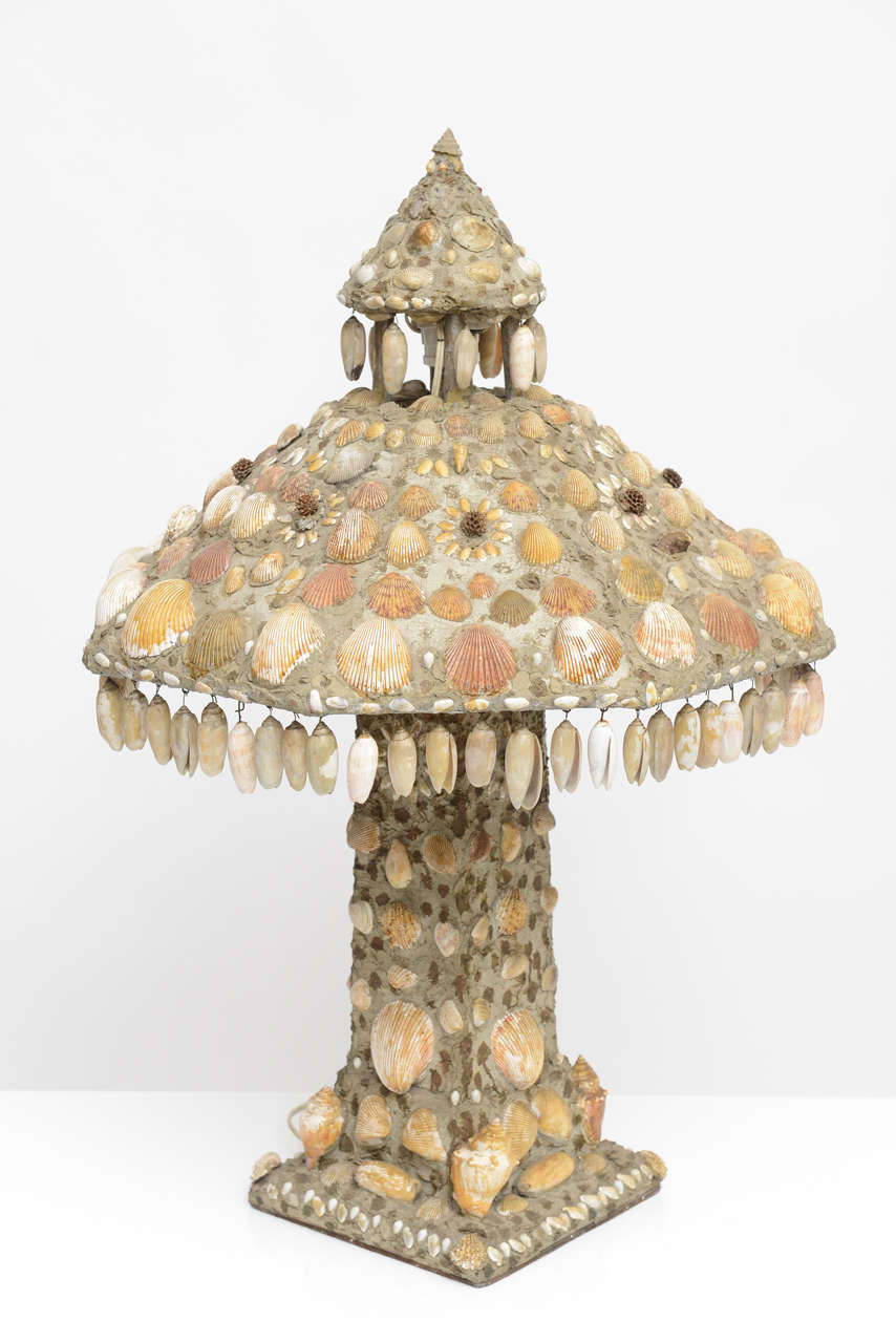 Fantastic Victorian handmade shell lamp. One of a kind museum quality piece of folk art.