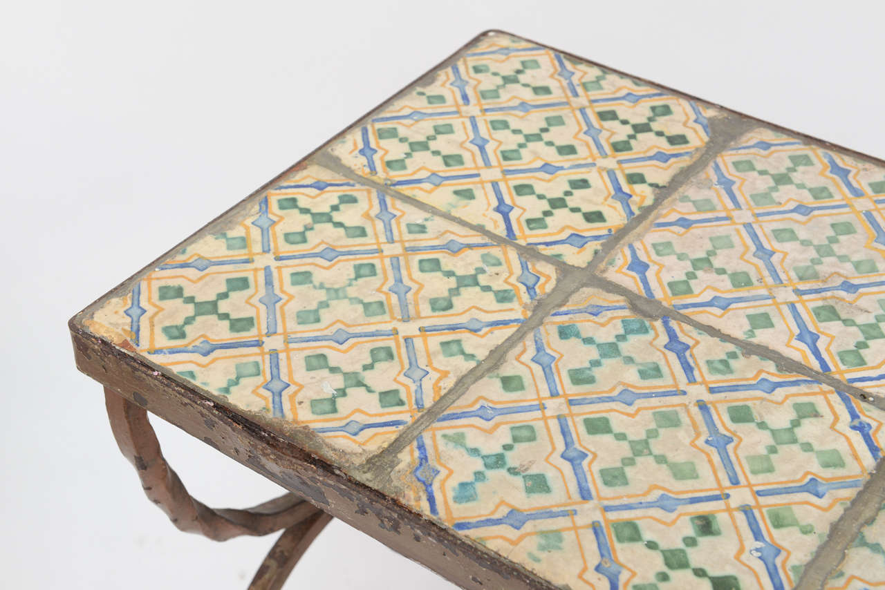 Pair of Tile-Top Iron Tables 1