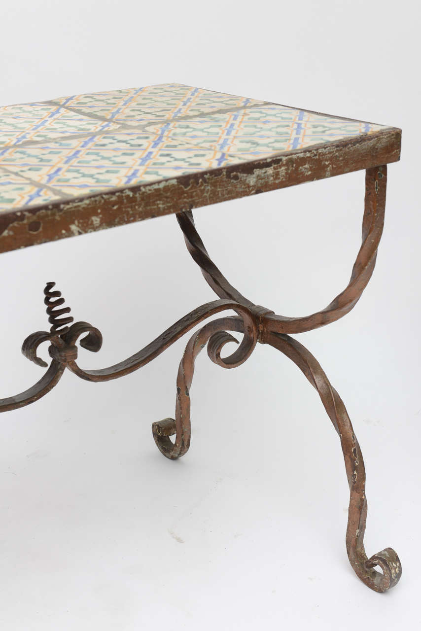 Pair of Tile-Top Iron Tables 2