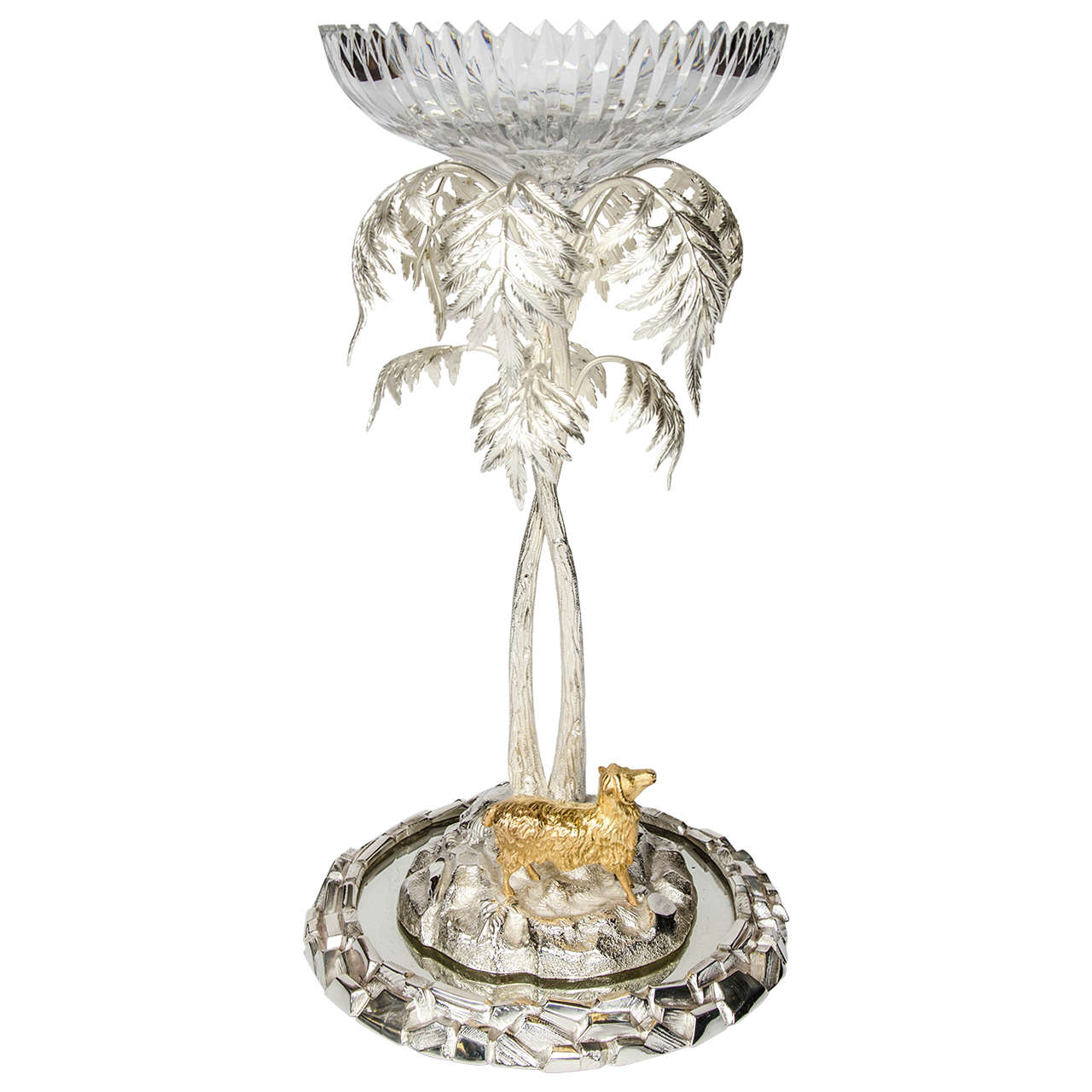 19th century silver and gold plated centrepiece by T. Bradbury & Sons For Sale