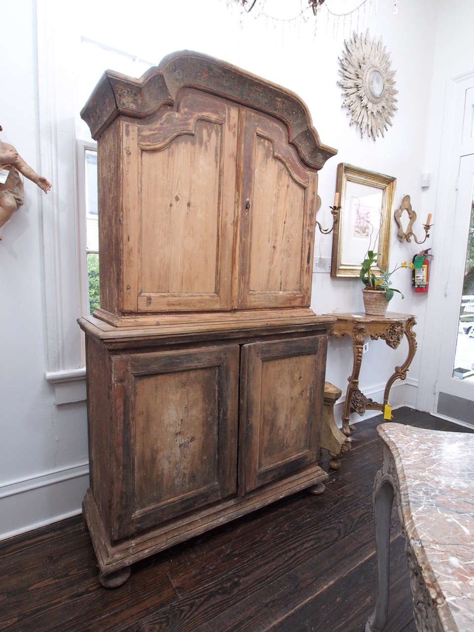 Rococo Beautiful 18th Century Italian Cabinet Stripped of the Paint For Sale