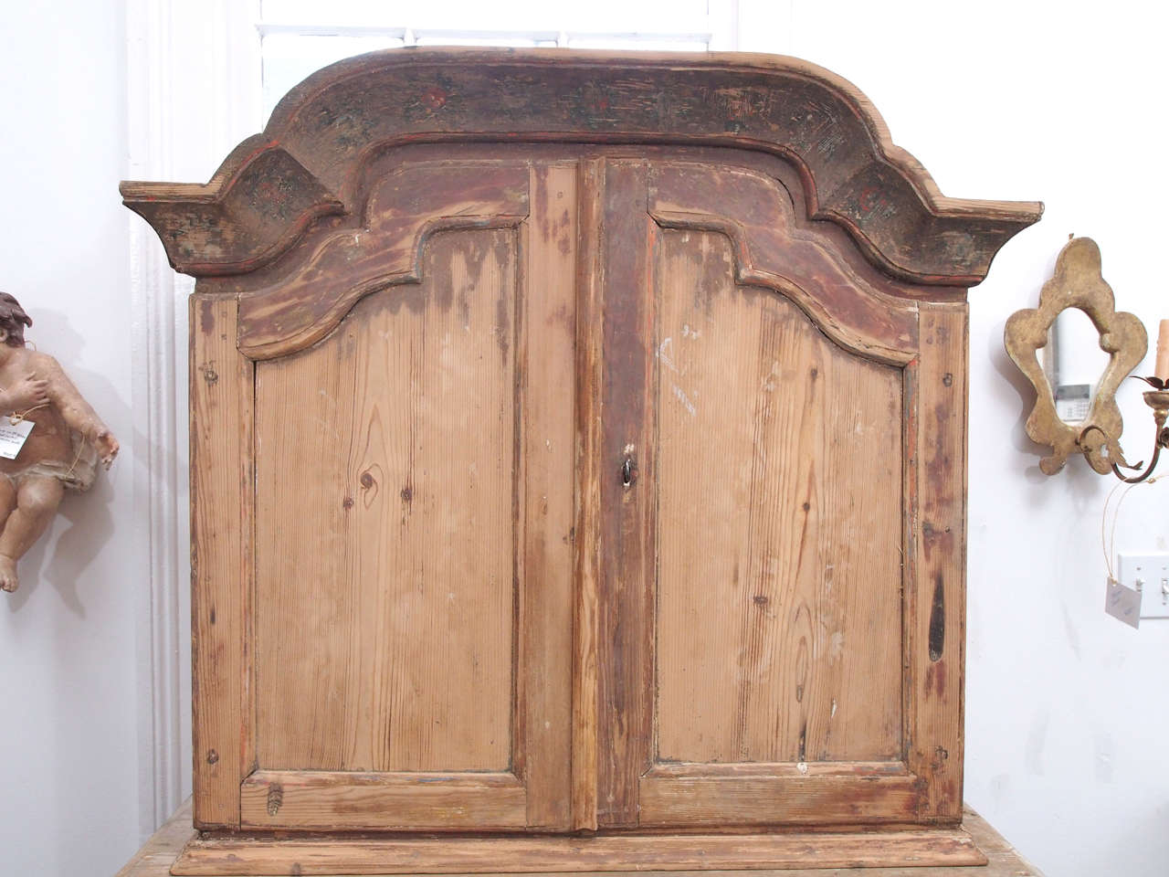 European Beautiful 18th Century Italian Cabinet Stripped of the Paint For Sale